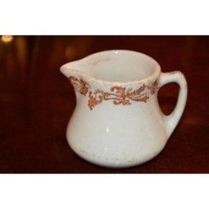 Shenango Coffee Creamer Pitcher Vintage Scroll Floral Design 2 3/8" Tall
